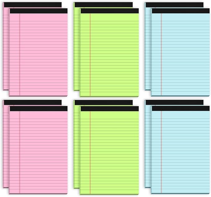 Notepads 5x8 Colored Small Legal Pads, 12 Pack Colored Note Pads 5x8 Pink Notebook Paper, Notepad 5x8 Lined Paper Pads, Small Pads of Paper 5x8 Pink Lined Paper 5 x 8, 30 Sheets/Pad(Blue, Pink, Green)-DeskLoop Office