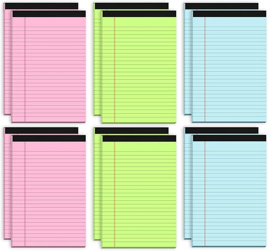 Notepads 5x8 Colored Small Legal Pads, 12 Pack Colored Note Pads 5x8 Pink Notebook Paper, Notepad 5x8 Lined Paper Pads, Small Pads of Paper 5x8 Pink Lined Paper 5 x 8, 30 Sheets/Pad(Blue, Pink, Green)-DeskLoop Office