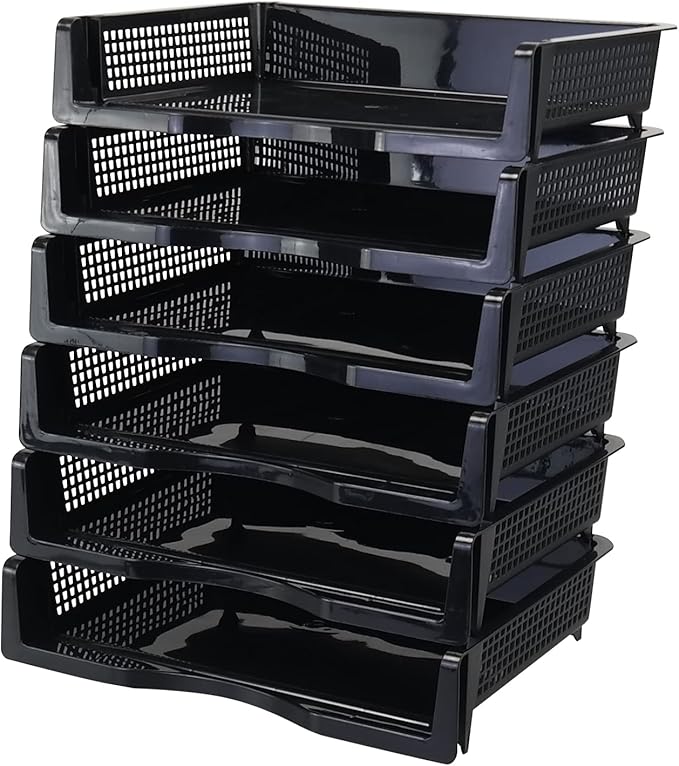 Ggbin 6 Tier Desktop A4 Paper Storage Tray, Stackable File Organizer Trays, Black-DeskLoop Office