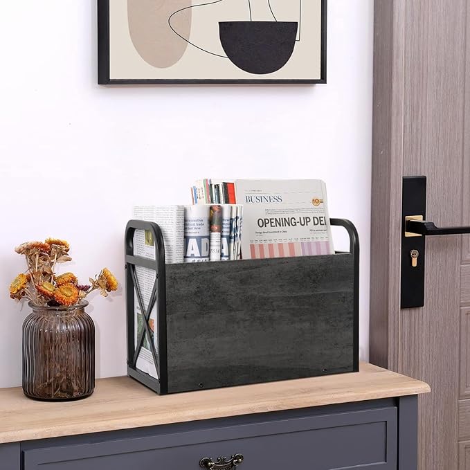 YINMIT Magazine Holder, Magazine Rack Floor, Magazine Storage Basket, Folder Organizer Bin for Books, Newspapers, Tablets-DeskLoop Office