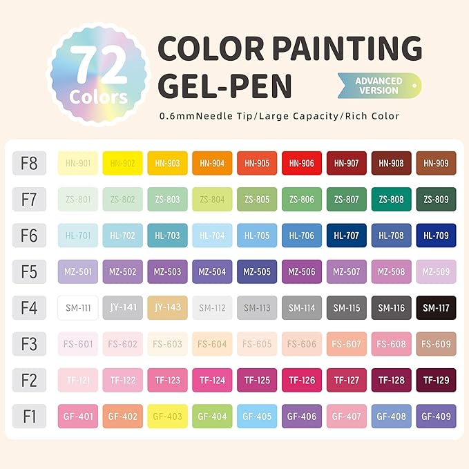 Gel Pens for Adult Coloring Books, 72 Colors Set Gel Colored Pens Marker, Perfect Gel Pens for Adult Drawing Doodling Journaling, Art Supplies and DIY Crafts-DeskLoop Office