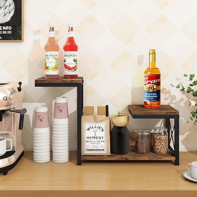 ELITEROO Desktop Shelf Organizer, 3 Tier Office Shelves, Wood Desk Organizers Storage Rack and Freestanding Display Shelf for Office, Dormitory, Home, Rustic Brown-DeskLoop Office