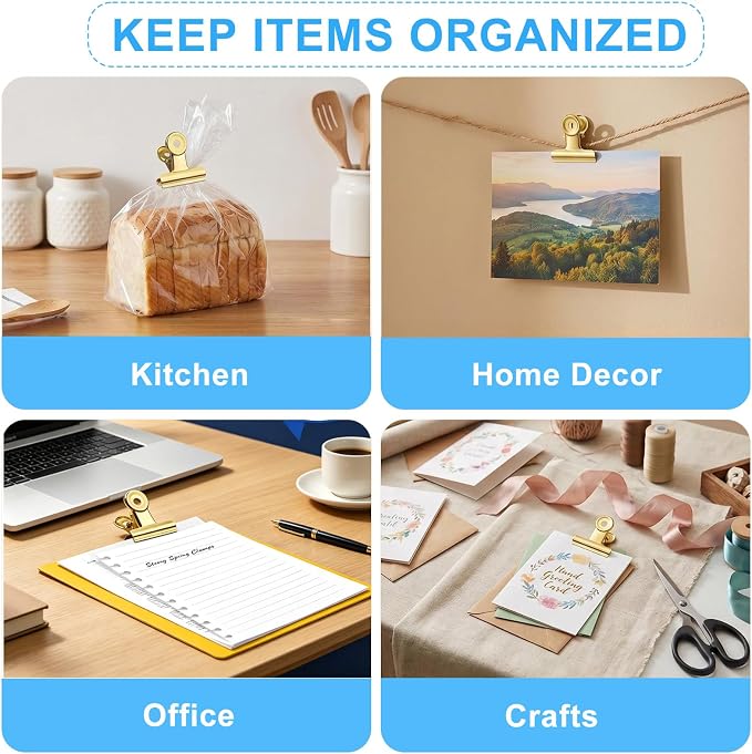 60 Pcs Metal Bulldog Clips Small Gold Binder Clips, Mini Bull Hinge Clips - Image 8