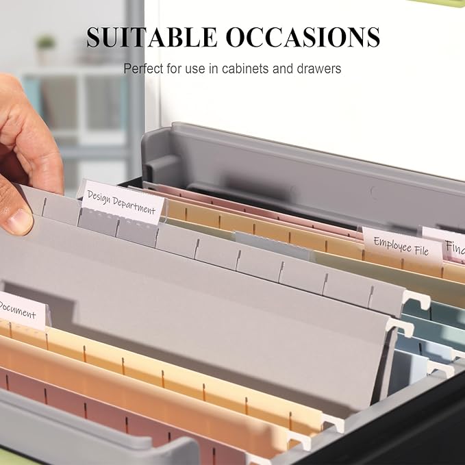 ViVin Hanging File Folders, 1/5-Cut Adjustable Tabs with 24 Per Box, 1 Inch Expansion, 24 Pack Letter Size Hanging File Folders, Designed for Office Home School Filing Cabinet(Assorted)-DeskLoop Office