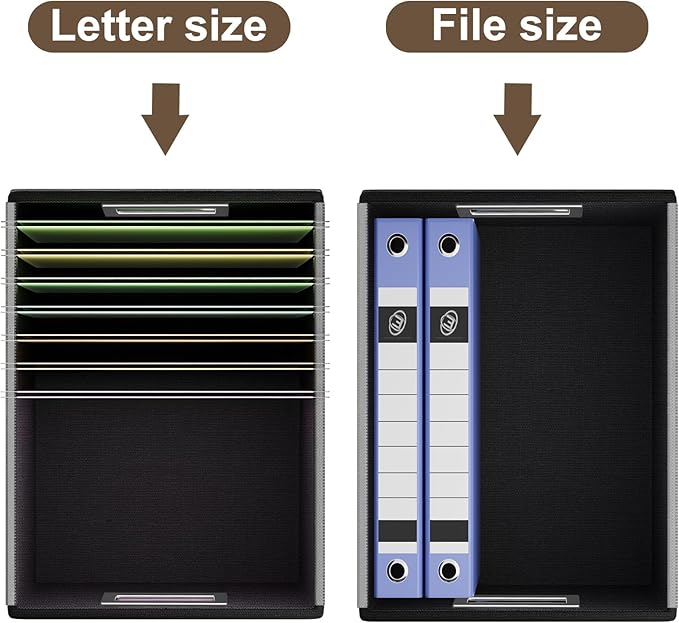 Huolewa File Organizer Boxes with Lids, Collapsible Faux Leather Hanging File Folder Box Organizer with Plastic Slide, Decorative Home/Office Filing System Boxes for File and Folders Storage-DeskLoop Office