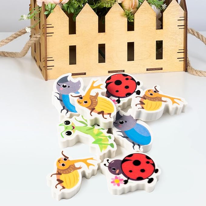 ANGOLIO 60Pcs Mini Eraser for Kids Bulk Insects Assorted Summer Pencil Eraser Cute Puzzle Erasers Desk Pet Classroom Prizes Student Back to School Supplies Homework Rewards Gift Filling Party Favors-DeskLoop Office