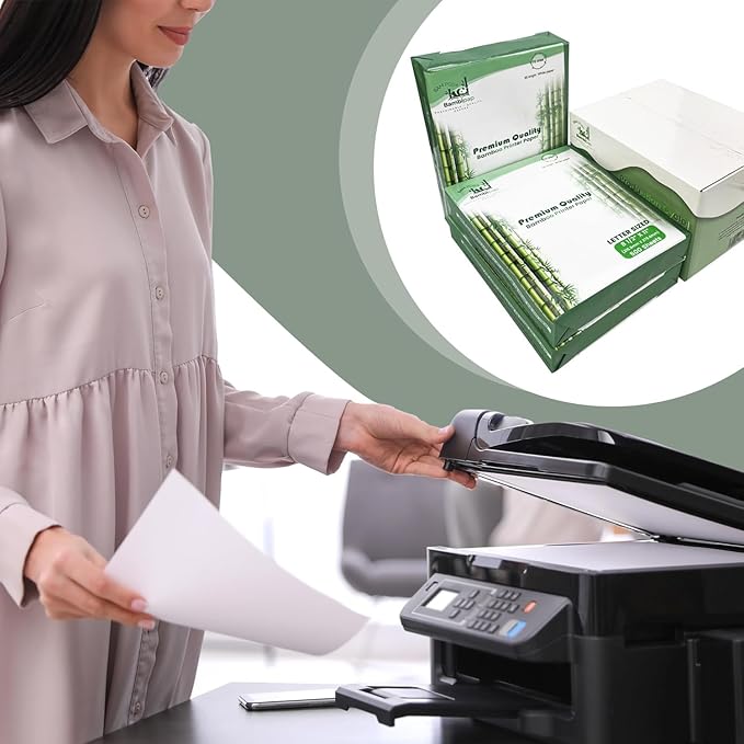 Bamboo Printer Paper - 8 1/2” x 11”- 20LB Multipurpose White Paper - Made from Bamboo Fiber, Renewable Resources, Zero Trees Used - 3 reams (1500 Sheets)-DeskLoop Office