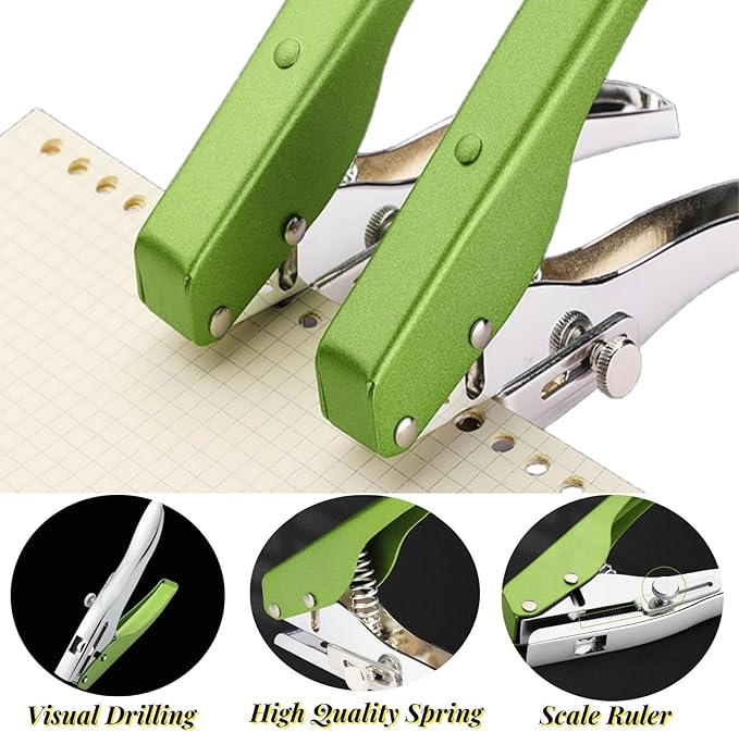 Hole Punch, Heavy Duty Hole Puncher Single Hole Punch Handheld Paper Punch Hole Puncher Single Small Hole Punch One Hole Punch for Paper Crafts Cards Tags Scrapbook- 1/4 inch-6mm-DeskLoop Office