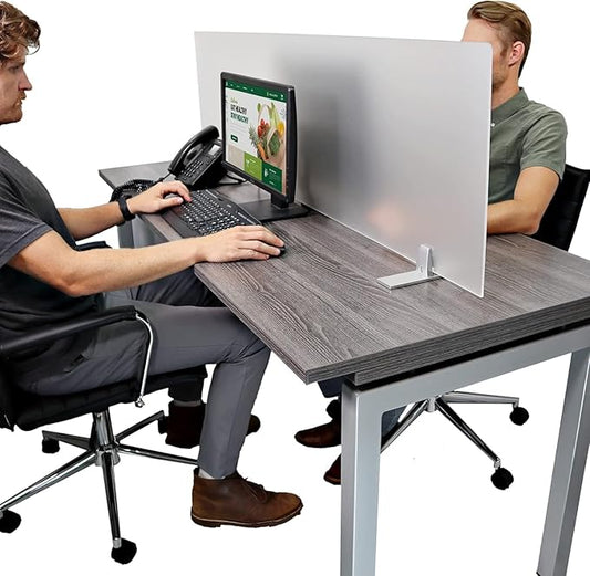 OBEX Acrylic Free Standing Screen, Divider for Desk Privacy Home & Office Partitions for Table Top Workstation, Portable Cubicle Panel for Work, 24" x 48", Frosted-DeskLoop Office