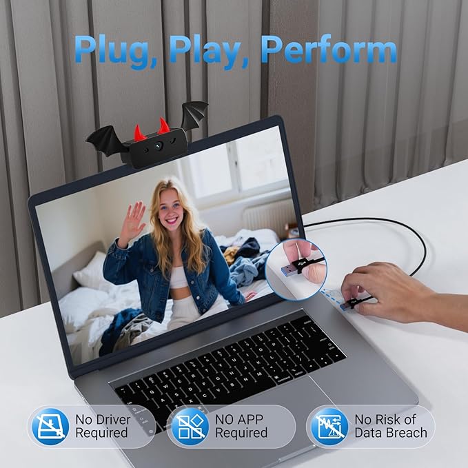 Webcam,Webcams for PC,HD 1080P Web cam,Noise Cancellation,Plug & Play USB Webcam for Laptop, Desktop, PC, Mac, Zoom, Skype, Streaming-DeskLoop Office