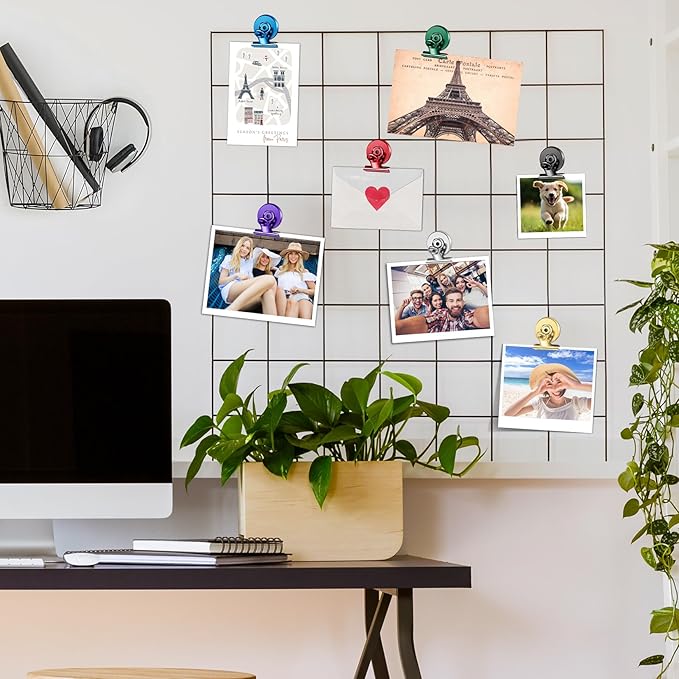 FINDMAG 12 Pack Magnetic Clips for Picture Hanging and Photo Display, Ideal for Fridge, Graduation Picture Display and Picture Holders, Strong Scratch-Free Magnet Clips for Kitchen, Office, Home-DeskLoop Office
