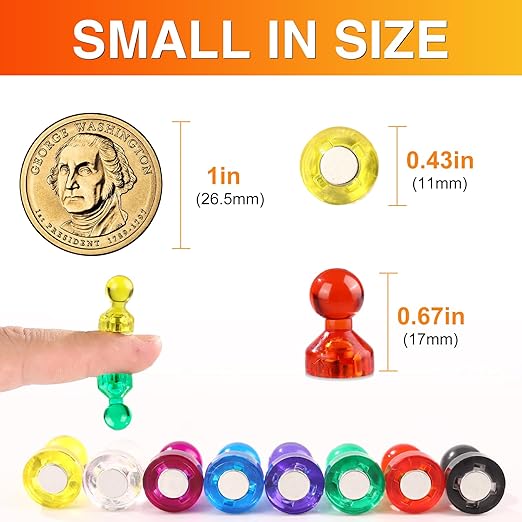 MIKEDE Refrigerator Magnets - 8 Colors Neodymium Fridge Magnets for Adults, Colorful and Practical Small Magnets for Whiteboard, Strong Push Pins for Office, Map - 120 Pack-DeskLoop Office