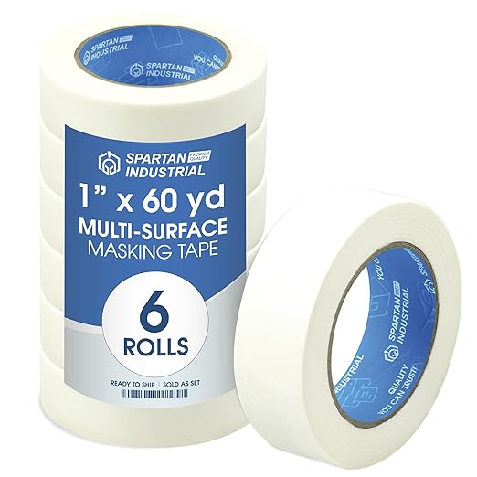 Spartan Industrial - 1" X 60 yd Masking Tape for Labeling, Packing, Art Projects, and More - 6 Craft Tape Rolls, 5.5 Mil-DeskLoop Office