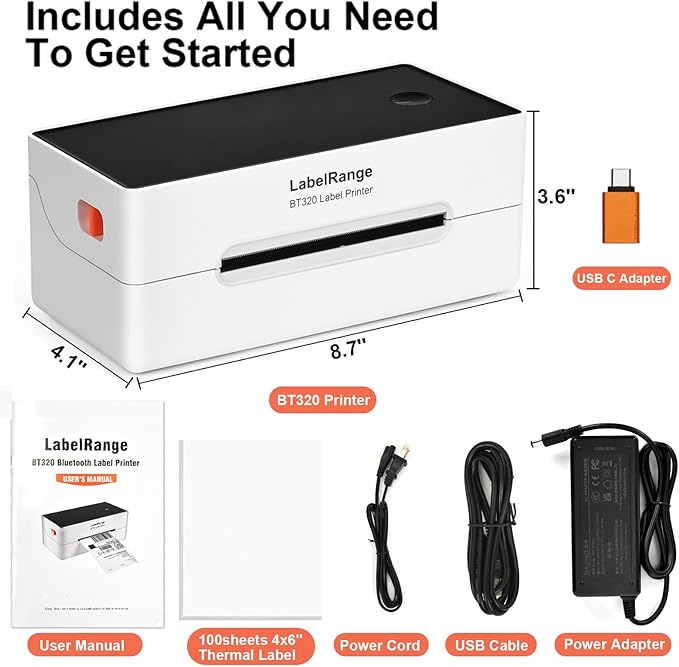 Ecommerce Label Printer 4x6, Bluetooth Thermal Shipping Label Printer, Compatible with Android&iOS and Windows, Support Amazon, Ebay, Shopify, Etsy, Whatnot, USPS, Pirate Ship, Shippo-DeskLoop Office