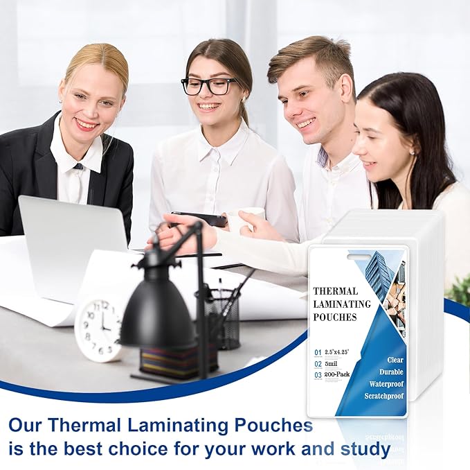 200 Pieces 5 Mil 2 1/2" x 4 1/4" Luggage Laminating Pouches Without Rope Clear Thermal Laminate Pouch Tags with Slot Hole for Pass Cards Student ID (200, 5 Mil-No Loops)-DeskLoop Office