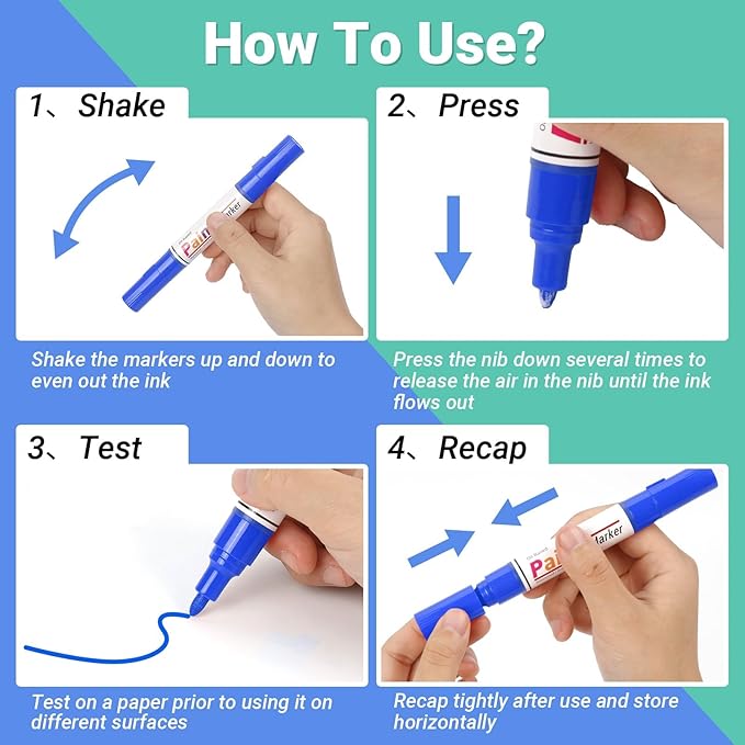 Oil Based Paint Markers, 8 Colors Dual Tip Permanent Paint Pens Paint Markers(0.7mm & 3mm), Waterproof Paint Pen for Rock Painting, Metal Wood Glass Stone Canvas Mugs Fabric Plastic-DeskLoop Office