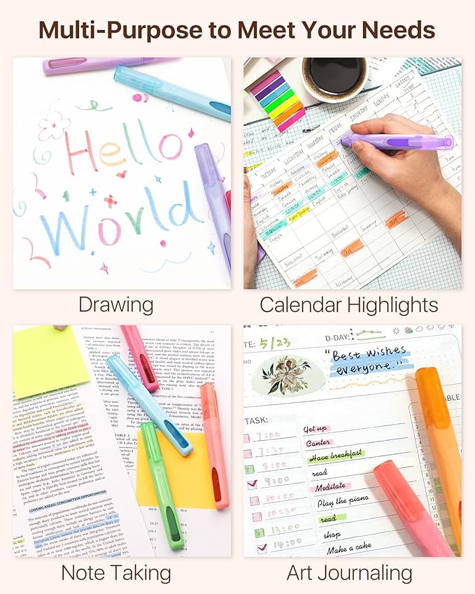 Four Candies Cute Pastel Highlighters, 10 PCS Highlighters Assorted Colors, Soft Chisel Tip, Clear Ink View, Aesthetic Highlighter Set for Organizing and Coloring & Back to School Supplies-DeskLoop Office