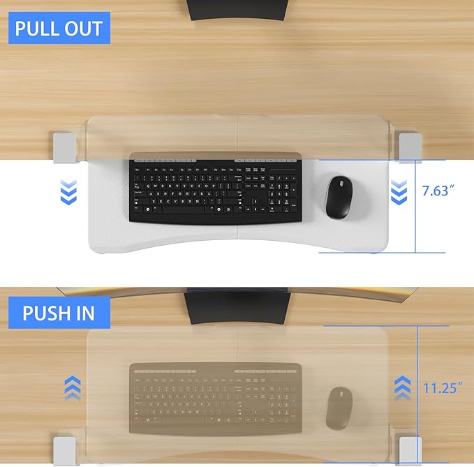 suptek Keyboard Tray Under Desk Pull Out with C Clamp Mount, Computer Keyboard & Mouse Tray, 25.6 (30 Including Clamps) x 11.8 inch Slide-Out Platform Computer Drawer for Typing, Carbon White, DSF1DJW-DeskLoop Office