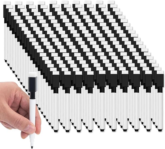 200 Pcs Black Magnetic Dry Erase Markers with Eraser Cap, White Board Mini Dry erase Markers Bulk, Fine Point Tip Student White Board Markers for Teachers Office School Supplies-DeskLoop Office