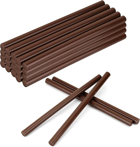 MATUFF Brown hot Glue Sticks Full Size 0.43” Dia x 8” Long, 20 pcs Hot melt Adhesive Glue Sticks, All-Purpose Colored Glue Gun Sticks for DIY Brown Crafting Arts and Home Decoration Repair Bonding-DeskLoop Office
