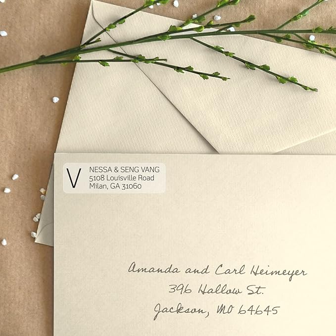 Clear Monogram Rolled Address Labels / 250 Personalized Return Address Labels/Designer Address Stickers in Elegant Plastic Dispenser-DeskLoop Office