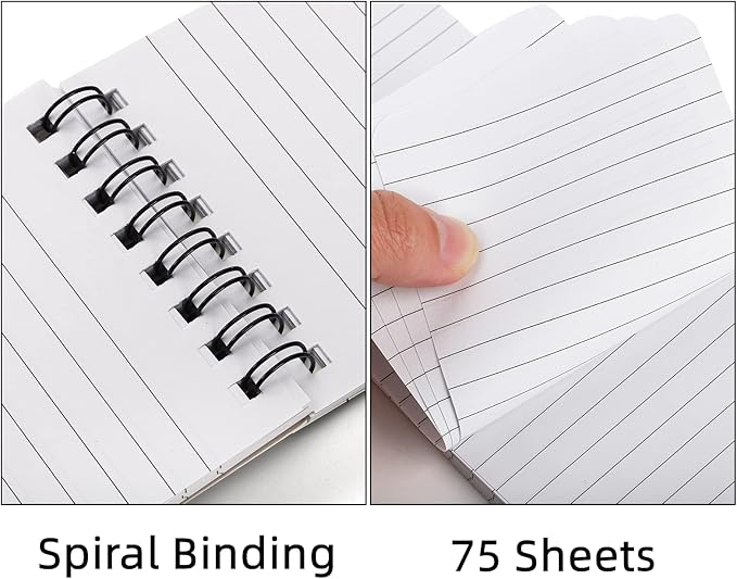 Hacaroa 30 Pack Top Spiral Memo Pads, 3"x5" Lined Pocket Notebook Mini College Ruled Paper, Wirebound Small Steno Pads for Home, School, Office, 75 Sheets, Assorted Colors-DeskLoop Office