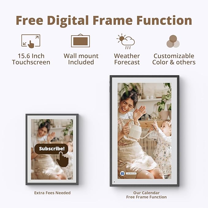 Dragon Touch 15.6" Digital Calendar Chore Chart – 1080P Full HD Interactive Touchscreen, Smart Family Planner, Hearth Display Digital Calendar Wall & Desk Mountable for Seamless Scheduling Black-DeskLoop Office