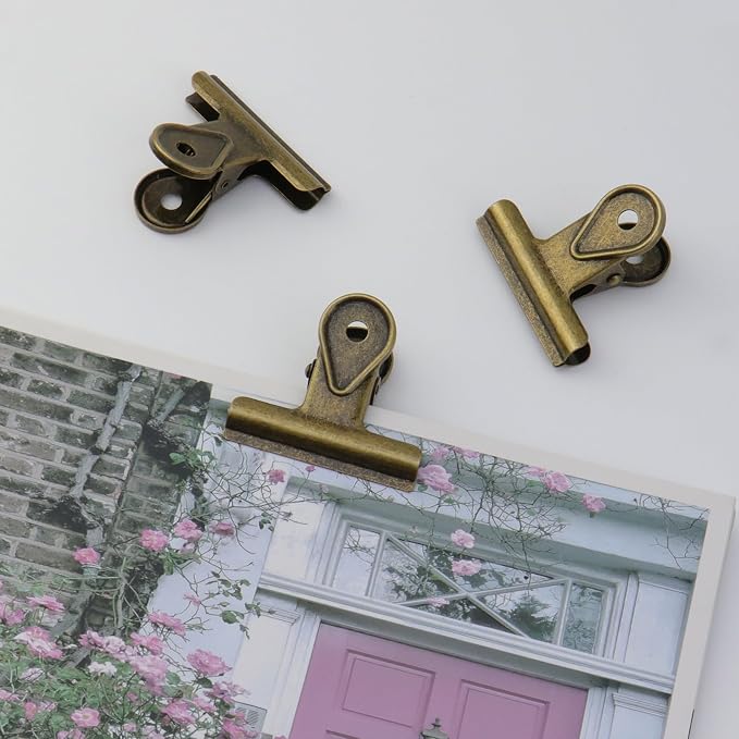 Xiaoyztan Mini Clips, 50mm Wide Bronze Bulldog Clips Paper Clip Binder Bull - Image 5
