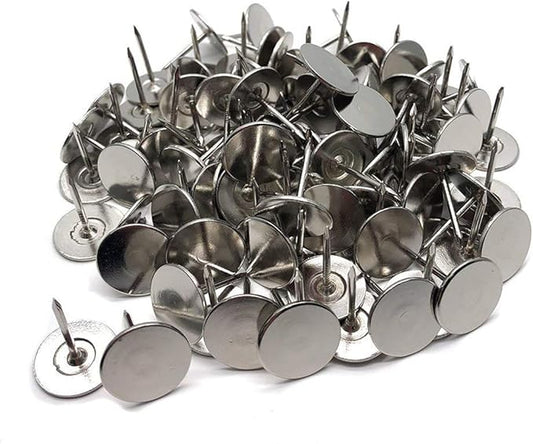 100Pcs Flat Head Upholstery Tacks Home Furniture Decor Tack Upholstery Nails Flat Push Pins Flat Thumb Tacks Silver (19mmx22mm)-DeskLoop Office