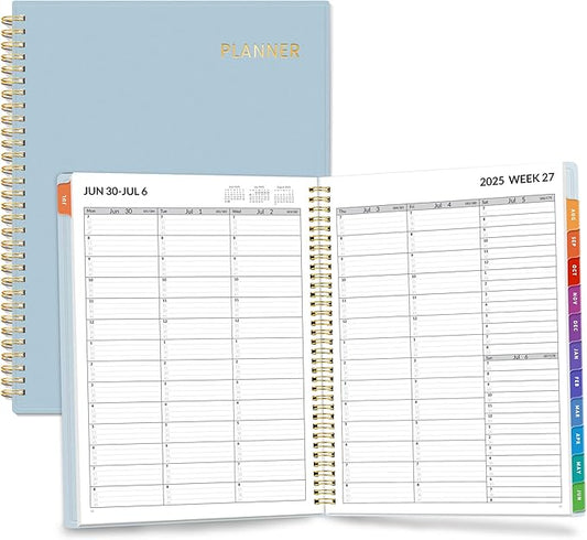 SUNEE 2025-2026 Appointment Book, Quarter-Hourly, Weekly & Monthly - from July 2025 to June 2026, 8.5"x11" Academic Planner, Flexible Cover, Note Pages, Pockets, Bookmark, Spiral Binding, Blue-DeskLoop Office