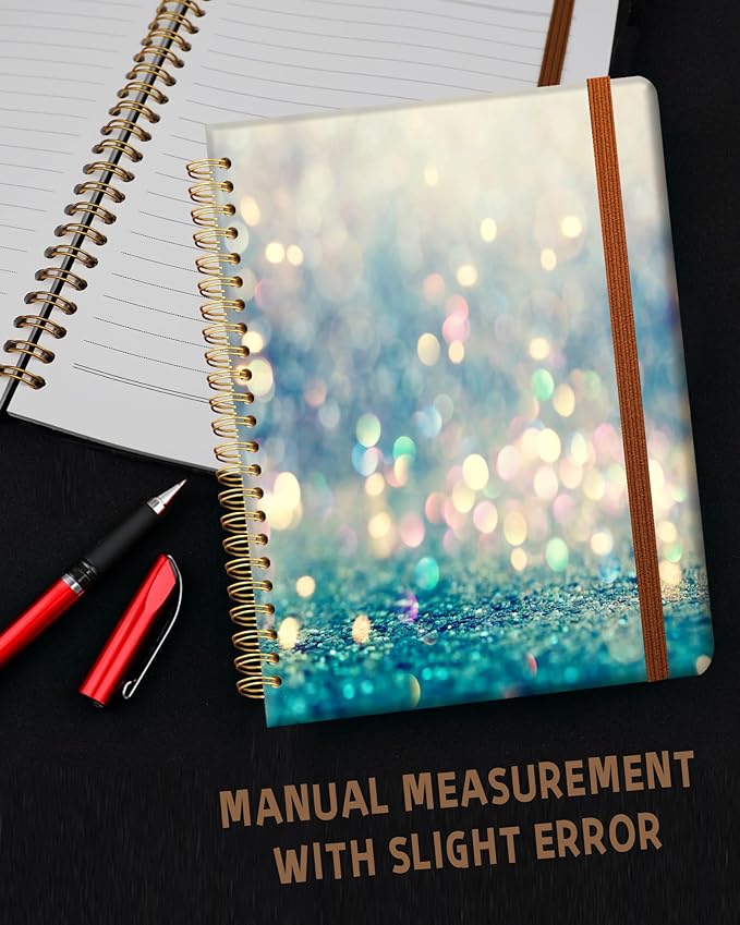 Ruled Spiral Writing Notebook,A5 Hardcover Lined College Journal for Women Lady,Fashion Puppy Watercolor Strong Twin-Wire Binding with Premium Paper,8.4" X 6",Perfect for School,Office,Home Gifts(Beautiful Blue Shiny)-DeskLoop Office