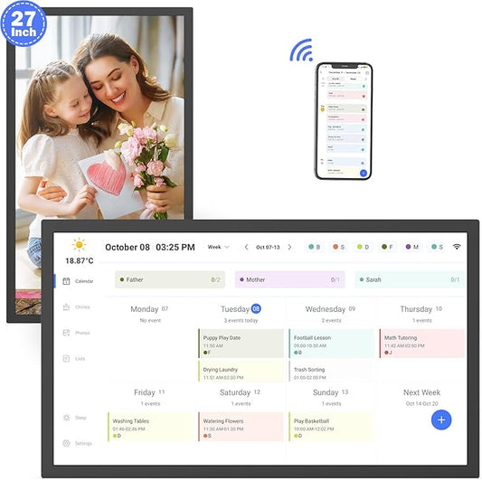 Smart Digital Calendar Chore-Chart-for-Business Planner - 27" Touchscreen Interactive Display Electronic Calendar for To Do List, Auto-Sync Google iCloud Outlook Calendars, Wall Mountable for Mom Dad-DeskLoop Office