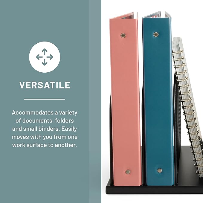 Safco Onyx Desk Organizer, 5 Tiered Vertical Compartments, Office and Classroom Mailbox , Paper and Mail Sorter, Steel Mesh, Black-DeskLoop Office