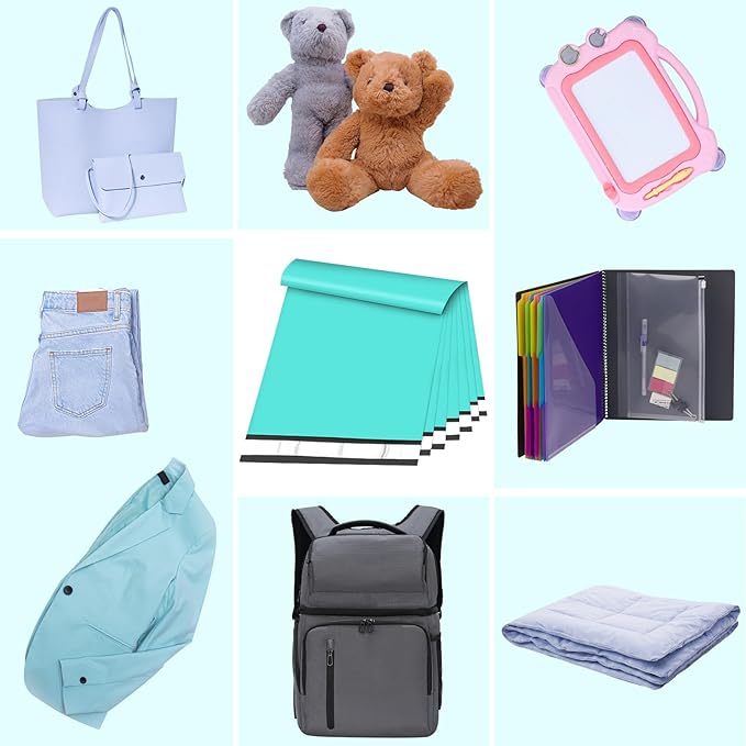 Large Poly Mailers 19x24 Inch 100 Pack, Shipping Bags for Clothing with Self-Sealing Tear-Resistant, Waterproof Poly Bags, Mailing Envelopes for Small Business (Teal)-DeskLoop Office