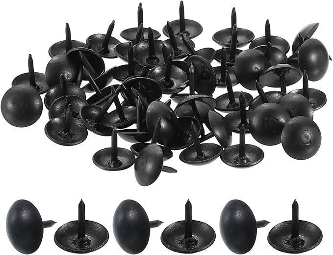 uxcell 100 Pcs Upholstery Tacks, 9 x 9mm Round Head Upholstery Nails Pins Vintage Decorative Furniture Tacks for Chairs Sofas Beds DIY Project, Black-DeskLoop Office