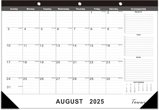 TOWWI 2025-2026 Desk Calendar, 17"x12" Desktop Monthly Calenda for Home, Office, Family with To-do List, Ruled Blocks, Corner Protectors-DeskLoop Office