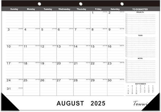 TOWWI 2025-2026 Desk Calendar, 17"x12" Desktop Monthly Calenda for Home, Office, Family with To-do List, Ruled Blocks, Corner Protectors-DeskLoop Office