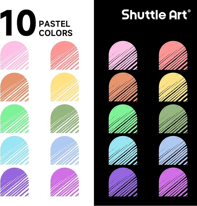Shuttle Art Colored Retractable Gel Pens, 10 Pastel Ink Colors, Cute Pens 0.7mm Fine Point Quick Drying for Black Paper Writing Drawing Journaling Note Taking School Office Home-DeskLoop Office