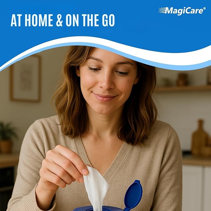 MagiCare 75% Large Alcohol Wipes (2 Canisters) - Hand Sanitizing Wipes - Hand Sanitizer Wipe, Unscented, Premium - Home, Classroom, Camping - 2, 100ct Canisters (200pcs)-DeskLoop Office