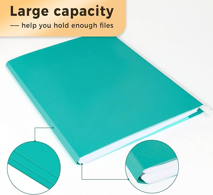 SUNEE Hanging File Folders Teal, 25 Pack Letter Size File Folders with 1/5-cut Tabs, Stay Organized for Your Home and Office Bulk File and Documents-DeskLoop Office