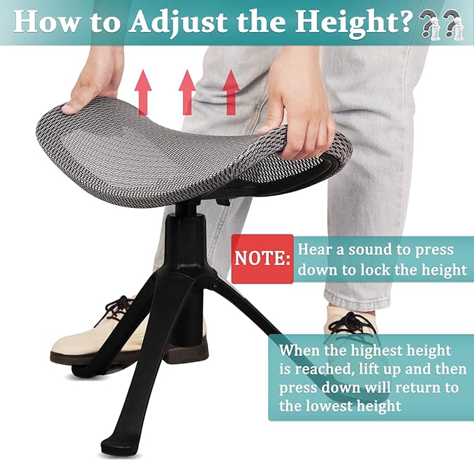 Footrest for Desk Adjustable Height 2-in-1 Function Rotatable Ergonomic Under Desk Footrest Ottoman Stool Rolling Leg Rest for Home Office (Gray)-DeskLoop Office