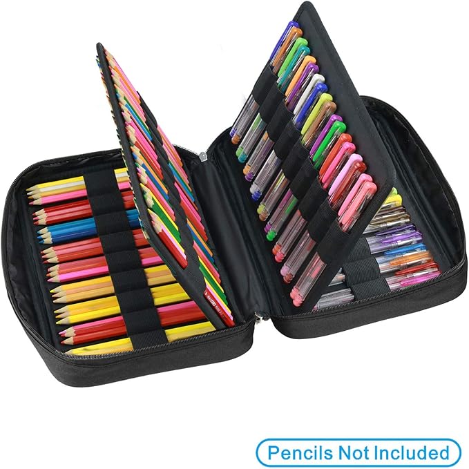 YOUSHARES 166 Slots Colored Pencil Case, 110 Slots Gel Pens fo Coloring Case Organizer, Handy Multilayer Color Pencil Holder for Glitter Gel Pens, Refills, Colored Pencils for Adults & Artist (Black)-DeskLoop Office