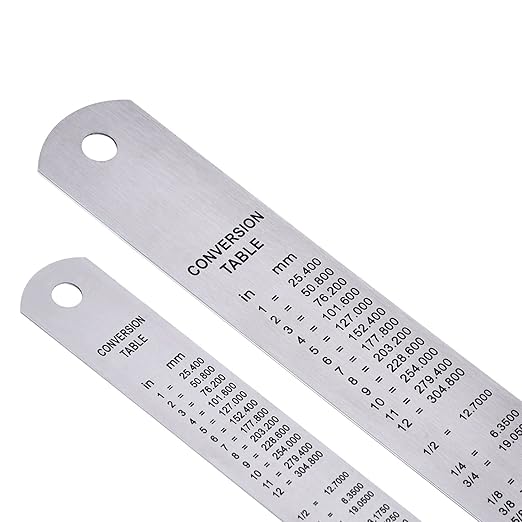 Eboot Stainless 2 Pack Steel Ruler 6 Inch and 12 Inch Metal Rule Kit with Conversion Table-DeskLoop Office