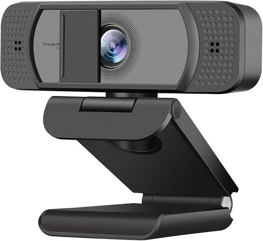 1080P Webcam with Microphone for PC Streaming, Web Camera for Desktop with Privacy Cover, 100° Wide Angle, Auto Light Correction, USB Plug&Play Web Cam for OBS/Gaming/Zoom/Skype/FaceTime/Teams/Twitch-DeskLoop Office
