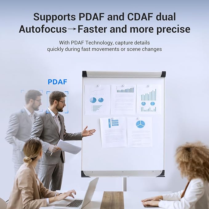 N newline 4K Webcam for PC, PDAF/CDAF Autofocus, 1080P@60FPS, 79° FOV, Auto Light Correction, 2 Noise Reduction Mics, Privacy Cover, USB-A, Streaming Camera for Skype, Teams, Online Meeting, NewEye 62-DeskLoop Office