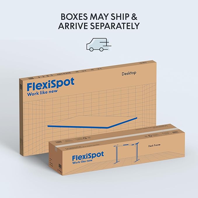 FLEXISPOT EN1 One-Piece Standing Desk 55 x 28 Inches Stand Up Desk Workstation Home Office Computer Height Adjustable Desk (White Frame + Marble Gray Top, 2 Packages)-DeskLoop Office