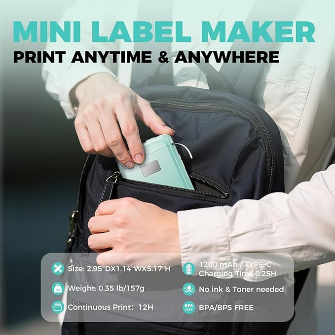 Label Maker, Bluetooth Label Makers Compatible with Phone, Label Maker Machine with Tape, Mini Label Maker for Family School, Label Machine with Lots of Style Templates Easy to Use-DeskLoop Office