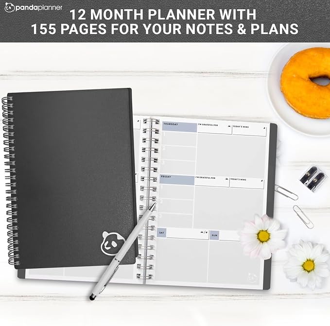Panda Planner A5 Undated Weekly Spiral Notebook 2026-2027, 5.75x8.25 Black | 52 - Image 8