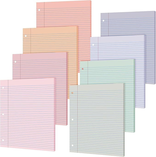 PerKoop 400 Sheets Colored Loose Leaf Paper 8.5" x 11" college ruled Lined 3 Hole Punched notebook Filler Paper for 3 Ring Binders Office School Supplies (Fantasy Color)-DeskLoop Office