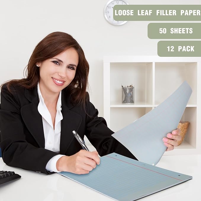 PerKoop 600 Sheets Colored Loose Leaf Paper 8.5" x 11" college ruled Lined 3 Hole Punched notebook Filler Paper for 3 Ring Binders Office School Supplies (Morandi Colors)-DeskLoop Office